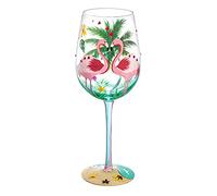 NymphFable Verre à Vin 42cl Flamant Rose Peint à la Main Cadeau de Saint Valentin Anniversaire pour Femme Copine
