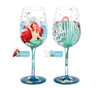 NymphFable Verre à Vin 42cl Peint à la Main Princesse Sirène Corail Coquille Cadeaux d'Anniversaire pour Femme Fille (lot de 1)