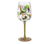 NymphFable Verre à Vin 42cl Peint à la Main Vignes Vertes Raisins Violets Verres à Cocktail Cadeau de Vin