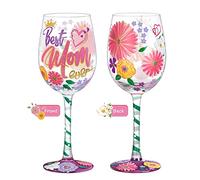 NymphFable Verre à vin peint à la main avec inscription « Best Mom Ever » - Cadeau d'anniversaire pour maman de la part de sa fille, 425 ml