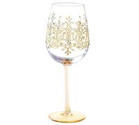 NymphFable Verre à Vin Peint à la Main Couronne Dorée Verre Vin Rouge 42cl Cadeau Mariage Saint Valentin