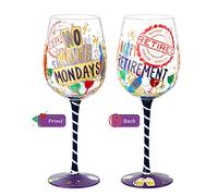 NymphFable Verre à Vin Peint à la Main Heureuse Retraite Verre Vin Rouge 42cl Cadeau Unique Personnalisé pour Ami (lot de 1)