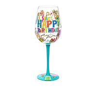 NymphFable Verre à Vin Peint à la Main Joyeux Anniversaire Verre Vin Rouge 42cl Cadeau Personnalisé pour Famille et Ami