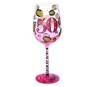 NymphFable Verre à Vin Peint à la Main Kiss Embrassez vos 50 ans Verre Vin Rouge 42cl Cadeau Original pour Maman Femme