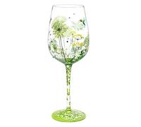 NymphFable Verre à Vin Peint à la Main Libellule Oiseau Fleur Verre Vin Rouge 42cl Cadeau Unique pour Famille et Ami