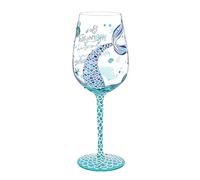 NymphFable Verre à Vin Peint à la Main Mermaid Sirène Verre Vin Rouge 42cl Cadeau Femme Fille Anniversaire