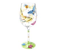 NymphFable Verre à Vin Peint à la Main Papillons Colorés Verre à Vin Rouge 42cl Cadeau Anniversaire Mariage Saint Valentin