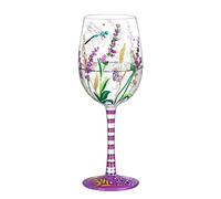 NymphFable Verre à vin peint à la main violet lavande et libellule Cadeau d'anniversaire pour femme avec boîte cadeau personnalisée, 445 ml