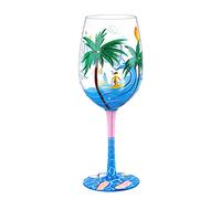 NymphFable Verres à Vin Plage 15oz, Verres à Vin Colorés Peints à la Main, Cadeaux pour Femmes et Hommes sur le Thème de la Mer Bleue et de la Plage.