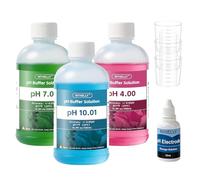 Nynelly Kit de Solution d'étalonnage pour pH Metre, 3 Flacons de 500 ml Solution Tampon pH 7.00/4.00/10.01 avec 3 Gobelets Doseurs, et 30 ml Solution de Stockage de Sonde pH, Mesures de pH