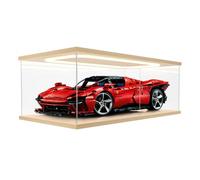 Nynelly Vitrine Acrylique pour Collection avec Lumière, Transparent Boite Vitrine pour Lego 42232 42172 42143 42096 42083 Voiture, Anti-Poussière Plexiglas Vitrine Figurine, 60x30x20 cm, Couleur Bois
