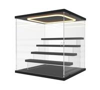 Nynelly Vitrine pour Collection avec Éclairage LED, 5 Niveaux Vitrine Acrylique Rangement avec Porte et Marches, Anti-Poussière Transparente Plexiglas Boite Presentoir pour Funko Pop, Figurine, Noir