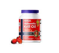 NYO3 Huile de Krill 1000mg Omega 3 EPA & DHA, Huile de Krill Antarctique pure avec Astaxanthine, soutient le cerveau, la peau et le système immunitaire, testé en laboratoire,90 capsules molles