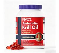 NYO3 Huile de Krill Pure d'Antarctique 1000mg Oméga-3, 56% de Phospholipides pour une Absorption Optimale des Nutriments, Complexe Choline et Astaxanthine pour le Cœur et le Cerveau, 90 Gélules