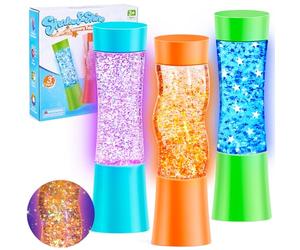 NYOBABE 3 Bouteille Sensorielle Lumineuse, Sablier Liquide pour la Relaxation, Jouet Sensoriel pour Autisme et Besoins Sensoriels, Jouet Anti-Stress Cadeau Fidget pour Enfants et Adultes, 3+