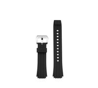 NYPTS Bracelet de montre en silicone compatible avec ECB-10/ECB-10YP ECB-950, octogonal, noir, en résine, étanche, for homme, 20, idéal for un usage quotidien(B black silver)