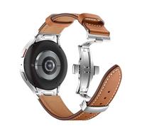 NYPTS Bracelet en Cuir sans Espace Compatible avec Galaxy Watch 6 5 4 40 mm 44 mm 5Pro 45 mm Bracelet Compatible avec Galaxy Watch 4 6Classic 43 mm 47 mm(Brown Silver,Galaxy Watch 6 5 4)