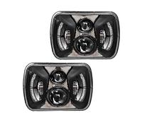 NYSAASDST Feux Jour Avant Phare Led Carré Blanc DRL Éclairage Pour Jeep Pour Cherokee XJ Pour Wrangler YJ Moto Voiture Camion Tout-terrain 7x6 Pouces 5x7 H6054 Bloc Optique(2pcs 75W)