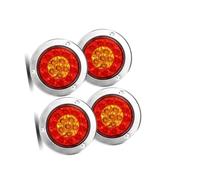 NYSAASDST freinage stroboscopique Feu Arrière Rond À LED 12 V 24 Avec Anneau Halo De Freinage Rouge Haut/bas Camion Pour Toyota Pick-up Tout-terrain(4pcs Red Amber)