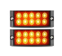NYSAASDST freinage stroboscopique Feu gabarit latéral 10 LED ultra fin clignotant indicateur freinage lampe d'arrêt camion étanche semi-remorques pick-up tracteurs(2pcs Yellow Light)