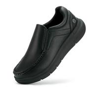 NYSBH Chaussures pour homme en cuir large et décontracté à enfiler, légères pour pieds enflés, soutien de la voûte plantaire, soulagement de la douleur, a noir, 45 1/3 EU