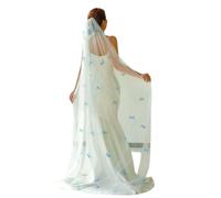 NYSBH Voile de mariée à une couche avec peigne pour robe de mariée Accessoires de mariage Bleu, comme sur l'image, 200cm