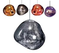 NYSCR Pendante en Verre à LED Moderne avec Longe réglable Lampe de Suspension décorative en Verre irrégulier pour Boutique/Club/éclairage intérieur Finition chromée 200cm