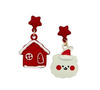 NYSDM Boucles d'oreilles à tige asymétriques en forme de cœur et flocon de neige pour femme, Acier inoxydable