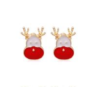 NYSDM Boucles d'oreilles à tige tendance avec strass imitation perle flocon de neige cloche élan chapeau de Noël pour femme Accessoires de bijoux de Noël, Acier inoxydable