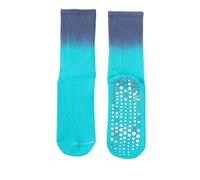 NYSDM Chaussettes de sport colorées en coton pour femme Bas tube intermédiaire professionnel antidérapant en silicone intérieur Fitness danse Pilates Yoga, bleu, Taille unique