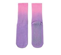 NYSDM Chaussettes de sport colorées en coton pour femme Bas tube intermédiaire professionnel antidérapant en silicone intérieur Fitness danse Pilates Yoga, rose/violet, Taille unique