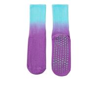 NYSDM Chaussettes de sport colorées en coton pour femme Bas tube intermédiaire professionnel antidérapant en silicone intérieur Fitness danse Pilates Yoga, Bleu/violet, Taille unique