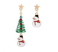 NYSDM Ensemble de boucles d'oreilles de Noël asymétriques élégantes et uniques en forme de flocon de neige et de bonhomme de neige, Acier inoxydable