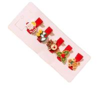 NYSDM Ensemble de Noël rouge vacances caoutchouc bande cheveux anneau résine acrylique côté clip bébé frange clip