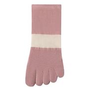 NYSDM Lot de 2 paires de chaussettes de sport tendance à bout fendu pour femme Sans couture Anti-odeur Avec pois en silicone Rayures colorées, rose, Taille unique