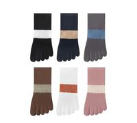 NYSDM Lot de 2 paires de chaussettes de sport tendance à bout fendu pour femme Sans couture Anti-odeur Avec pois en silicone Rayures colorées, Mélange de 6 paires, Taille unique