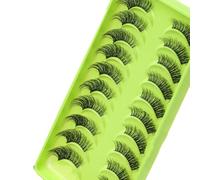 NYSDM Lot de 3/10 paires de demi-cils naturels longs yeux de chat - Faux cils doux