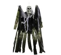 NYSDM Lot de 3 décorations d'Halloween fantômes à suspendre Motif tête de mort en gaze effrayante Maison hantée Accessoires effrayants Ornements terroristes