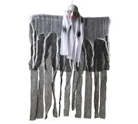 NYSDM Lot de 3 décorations d'Halloween fantômes à suspendre Motif tête de mort en gaze effrayante Maison hantée Accessoires effrayants Ornements terroristes