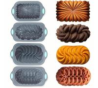 NYSDM Lot de 4 moules à gâteaux en Silicone antiadhésifs à Tubes cannelés pour gâteaux de Cuisson Brownies Flan Pain de Viande Couronne Nid Formes tressées en Spirale