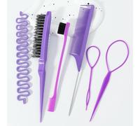 NYSDM Lot de 6 accessoires de coiffure unisexes comprenant un peigne non parfumé, une brosse à bords, une queue de cheval, un outil de tressage, des accessoires pour cheveux décontractés