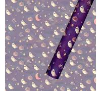 NYSDM Lot de 6 feuilles de papier cadeau en cuivre brillant pour Halloween, horreur, citrouille, balai, fantôme, ciel étoilé, papier décoratif