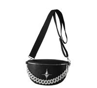 NYSDM Luxe Poitrine Pack Mode Marque Femme Ceinture Sac Téléphone Pack Designer Simple Taille Chaîne Cuir Dames Épaule Bandoulière, Sac banane noir