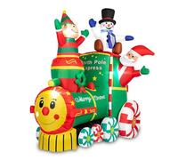 NYSDM Père Noël gonflable de 1,8 m de hauteur avec elfe bonhomme de neige lumières LED intégrées pour pelouse extérieure
