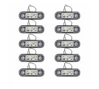 NYSFGOFJGOM feux arrière voiture 10 pièces 12V 24V voyant d'avertissement 3 LED feu position latéral ovale dégagement Orange blanc rouge remorque camion lampe caravane Feu stop arrière(10x white)