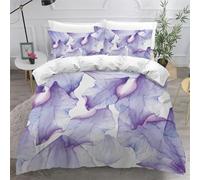 NYSMGS Housse de Couette 200x200 Feuilles Abstraites Imprimé en 3D Violet Parure De Lit 2 Personnes Microfibre avec Fermeture Éclair 3 pièces Ensemble de Literie 2 Taies d'oreiller a330