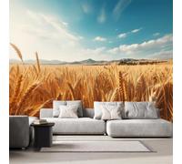 NYSMGS Papier Peint Panoramique Blé Champ De Blé 350x256 Déco Maison | Fresque murale photo effet 3D, décoration murale Intissé moderne Paysage Rural adapté salon, chambre, bureau d-373