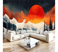 NYSMGS Papier Peint Panoramique Chèvre Papier Peint Intissé Peinture Murale 3D Style Chinois Grand Format Décoration Murale Poster 500x280 cm Pour Salon Chambre Bureau Cuisine 4C748