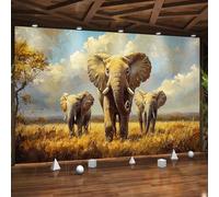 NYSMGS Papier Peint Panoramique éléphant Papier Peint Intissé Fresque Murale 3D Animaux Africains Pour Salon Chambre Bureau Décoration Murale Poster Intérieure, Wallpaper 300x210cm 2H717