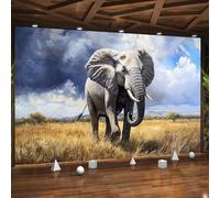 NYSMGS Papier Peint Panoramique éléphant Papier Peint Intissé Fresque Murale 3D Animaux Africains Pour Salon Chambre Bureau Décoration Murale Poster Intérieure, Wallpaper 500x280cm 2H615